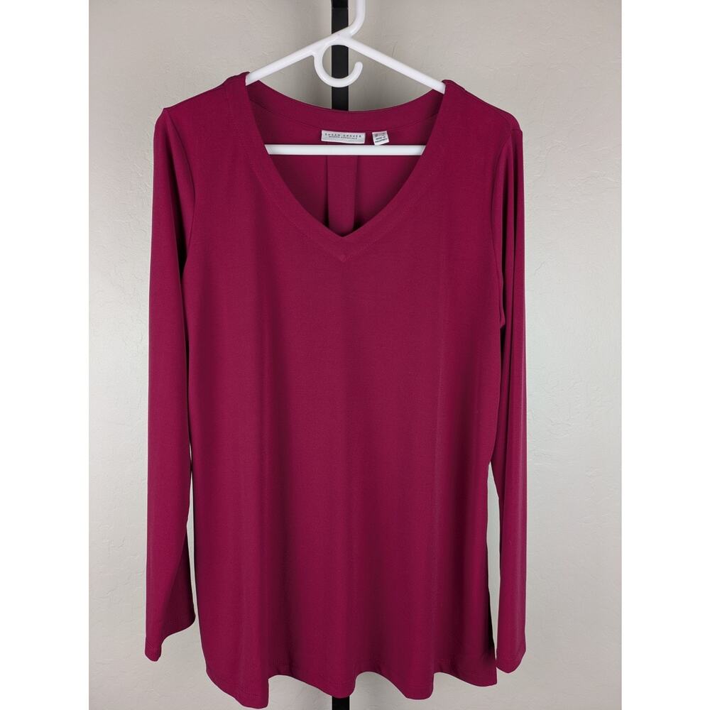 Susan Graver hot pink long sleeve Liquid Knit Top